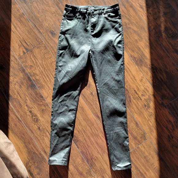 Shein Apperloth Womans Chic A High Waist Thermal Lined PU Leather Skinny Jeans B - Picture 3 of 9